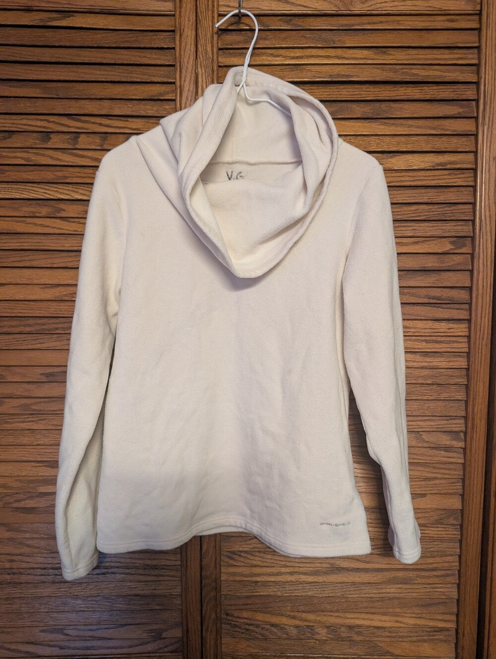 Columbia White Fleece Cowl Neck Sweatshirt Women's Size Medium